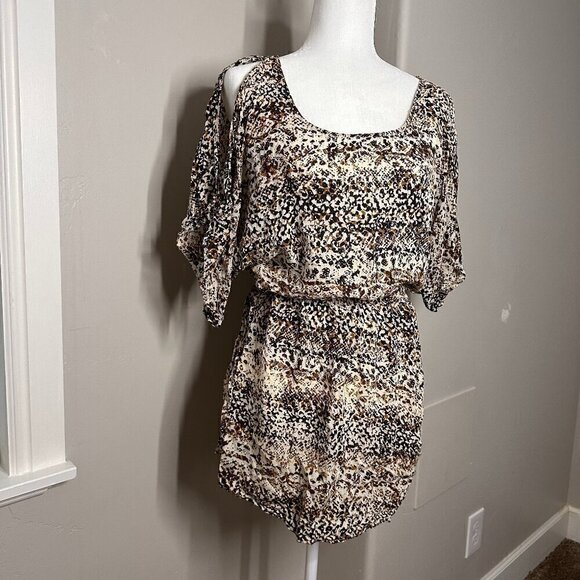 Eight Sixty Dress Tunic Animal Print brown/black tie waist Size L Snake Print - Picture 4 of 9